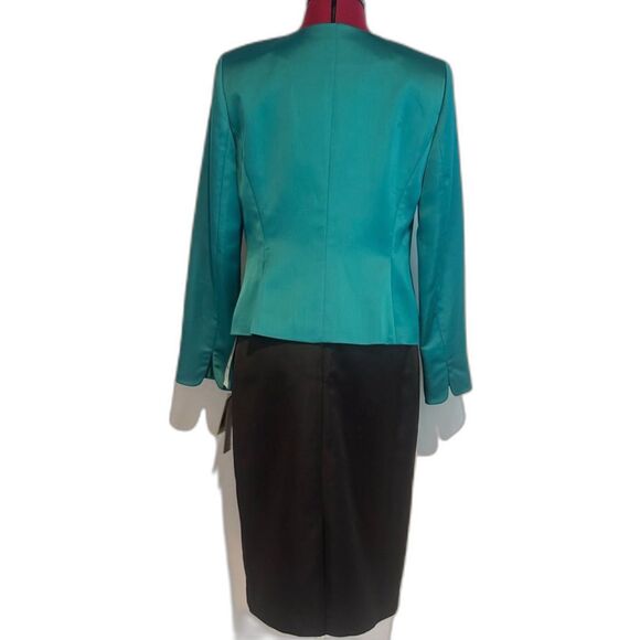 NWT Kasper Skirt Suit Women's Size 6 Teal & Black 2-Piece Set Blazer & Skirt - Picture 2 of 13